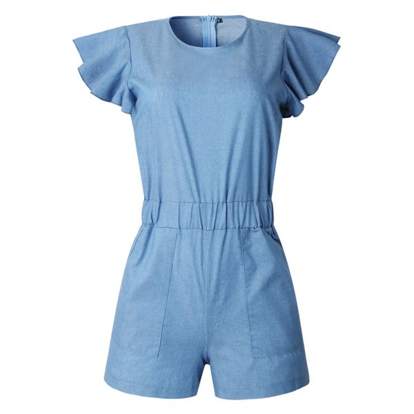 summer playsuits women 2019 fashion cotton demin jumpsuits short rompers o neck ruffle sleeve pockets elastic waist overalls, Black;white
summer playsuits women 2019 fashion cotton demin jumpsuits short rompers o neck ruffle sleeve pockets elastic waist overalls, Black;white