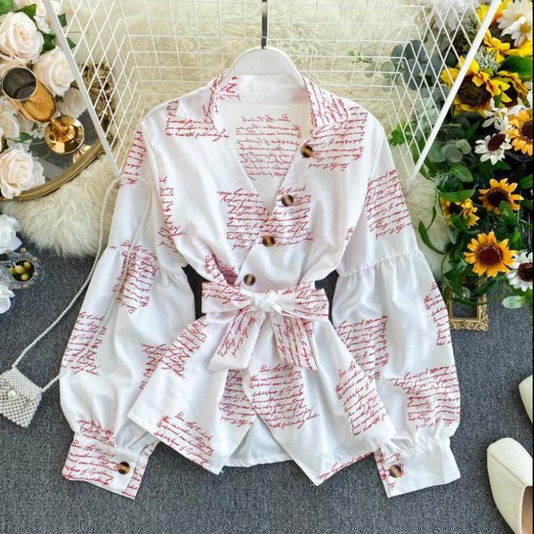 womens and blouses fashion leisure streetwear letter printed puff sleeve v-neck irregular shirt bow-knot womens clothing, White
womens and blouses fashion leisure streetwear letter printed puff sleeve v-neck irregular shirt bow-knot womens clothing, White