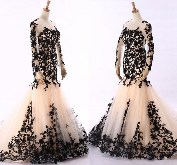 champagne black lace prom dresses evening wear mermaid 2020 illusion long sleeve sheer jewel hollow back tull vestidos de novia formal, Black;red
champagne black lace prom dresses evening wear mermaid 2020 illusion long sleeve sheer jewel hollow back tull vestidos de novia formal, Black;red