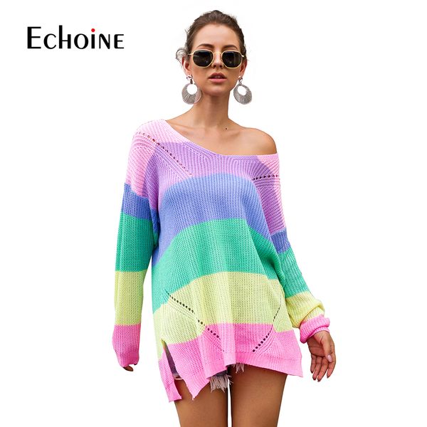 casual rainbow striped sweater women v-neck 2019 new fall winter long sleeve knit loose pullovers jumper oversized sweaters, White;black
casual rainbow striped sweater women v-neck 2019 new fall winter long sleeve knit loose pullovers jumper oversized sweaters, White;black