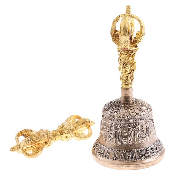 gilding tibetan buddhist vajra dorje pestle jingle bell set
