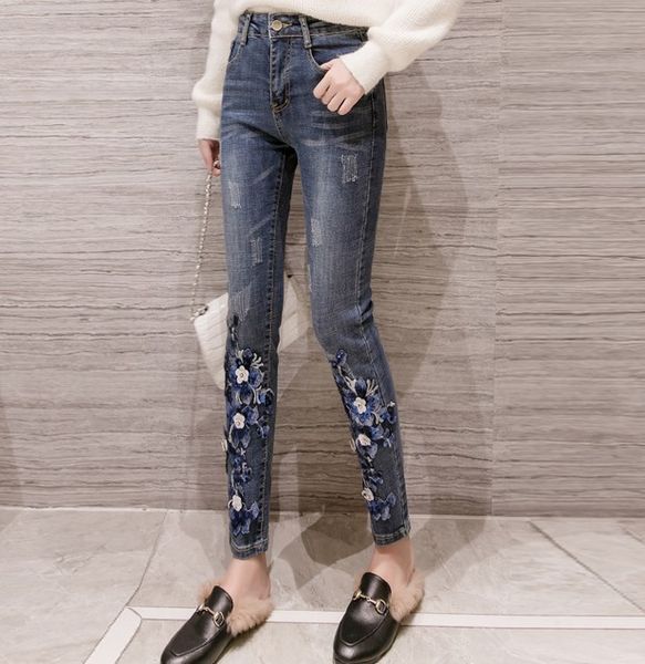 fashion womens appliques embroidery ripped denim trousers women's fashion zipper stretch hole cowboy pencil jeans pants wq1754, Blue
fashion womens appliques embroidery ripped denim trousers women's fashion zipper stretch hole cowboy pencil jeans pants wq1754, Blue