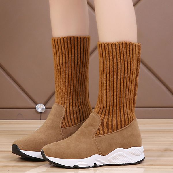 lapolaka new arrivals 2020 wholesale casual shoes women boots slip on comfortable mid calf boots lady shoes woman, Black 
lapolaka new arrivals 2020 wholesale casual shoes women boots slip on comfortable mid calf boots lady shoes woman, Black