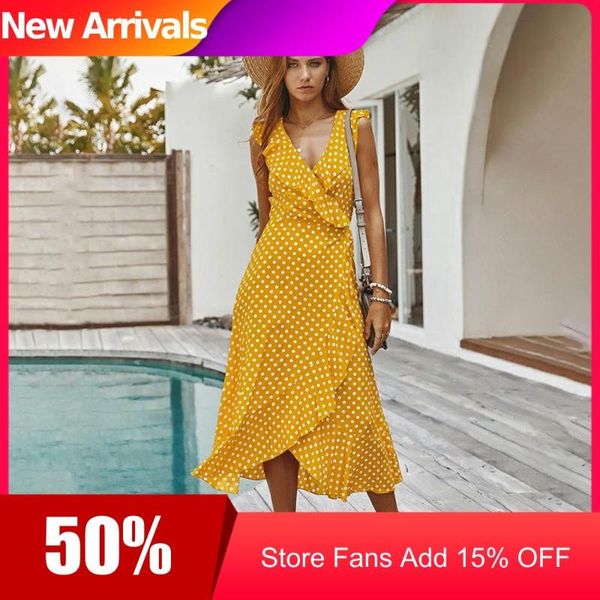 women midi dress polka-dot ruffle slit casual long summer tank sundress bow lace-up 2020 fashion black yellow clothing vacation, Black;gray
women midi dress polka-dot ruffle slit casual long summer tank sundress bow lace-up 2020 fashion black yellow clothing vacation, Black;gray