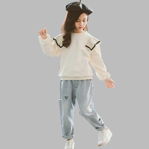 children clothes sweatshirt + jeans tracksuits for girls ruffles girls sets clothing cartoon tracksuits for children, White
children clothes sweatshirt + jeans tracksuits for girls ruffles girls sets clothing cartoon tracksuits for children, White