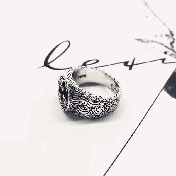 топ s925 стерлингового серебра кольцо высокое качество серебряное кольцо король змея полосатая личность пара кольцо модные украшения, Silver
