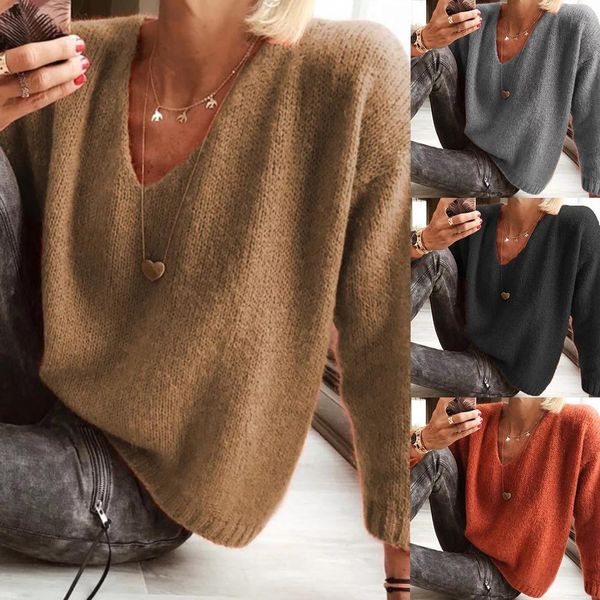 casual femme basic women sweaters and pullovers in women's pullovers autumn winter long sleeve v neck solid color loose knitwear, White;black
casual femme basic women sweaters and pullovers in women's pullovers autumn winter long sleeve v neck solid color loose knitwear, White;black