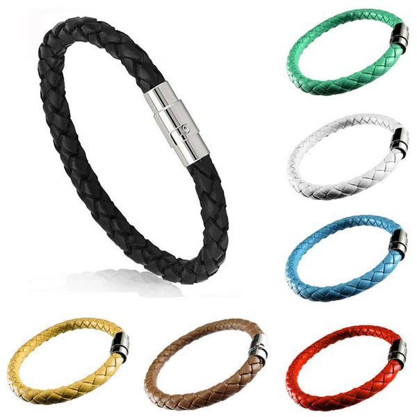 fashion new women men leather braided steel magnetic clasp bracelet handmade girls bracelets statement jewelry wholesale, Black
fashion new women men leather braided steel magnetic clasp bracelet handmade girls bracelets statement jewelry wholesale, Black