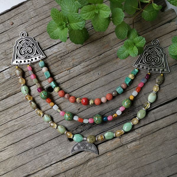 3 row viking brooch chain with green and colorful stone beads,moon,unique ethnic jewelry,enrich your viking robe,viking jewelery, Silver
3 row viking brooch chain with green and colorful stone beads,moon,unique ethnic jewelry,enrich your viking robe,viking jewelery, Silver