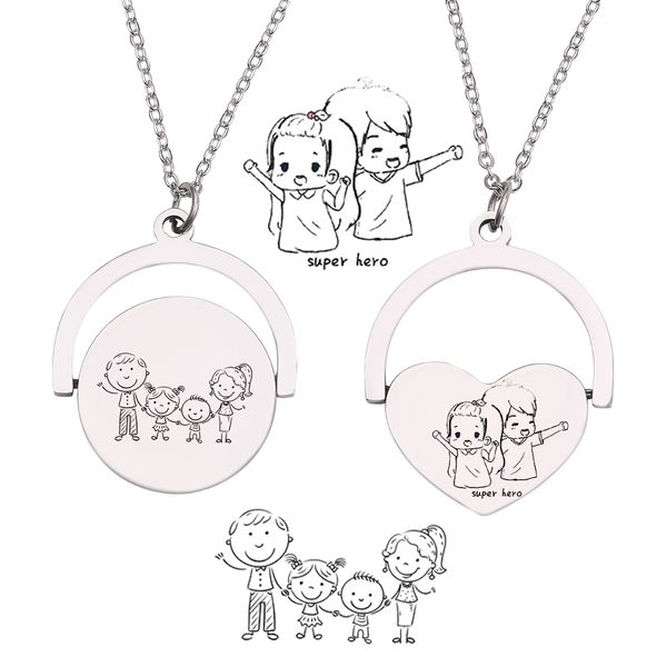 customized necklaces engrave name text stick figure rotatable heart round pendant custom necklace stainless steel women men gift, Silver
customized necklaces engrave name text stick figure rotatable heart round pendant custom necklace stainless steel women men gift, Silver