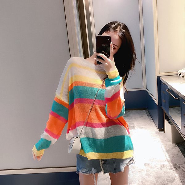 2019 autumn thin section school wind pullover long sleeve colour bar spelling color knitting unlined upper garment blouse tide, Black
2019 autumn thin section school wind pullover long sleeve colour bar spelling color knitting unlined upper garment blouse tide, Black