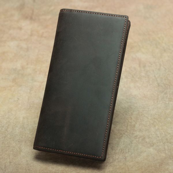 new vintage style money clips crazy horse leather long wallets men purse quality guarantee, Black
new vintage style money clips crazy horse leather long wallets men purse quality guarantee, Black