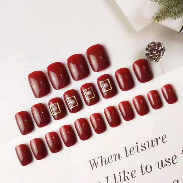 24pcs detachable wearable red fake nails full cover short style nail patch kg66, Black
24pcs detachable wearable red fake nails full cover short style nail patch kg66, Black