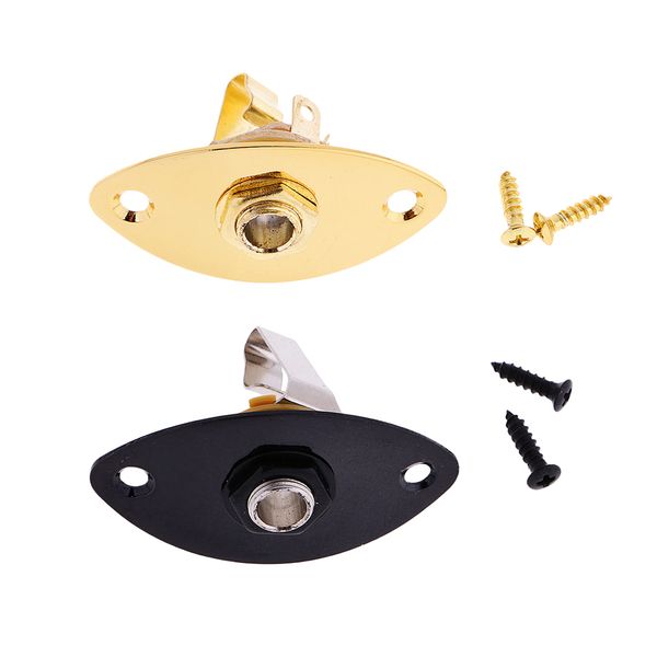 2 pcs electric guitar bass jacket plug plate output socket w/screws string instrument parts black+golden
2 pcs electric guitar bass jacket plug plate output socket w/screws string instrument parts black+golden