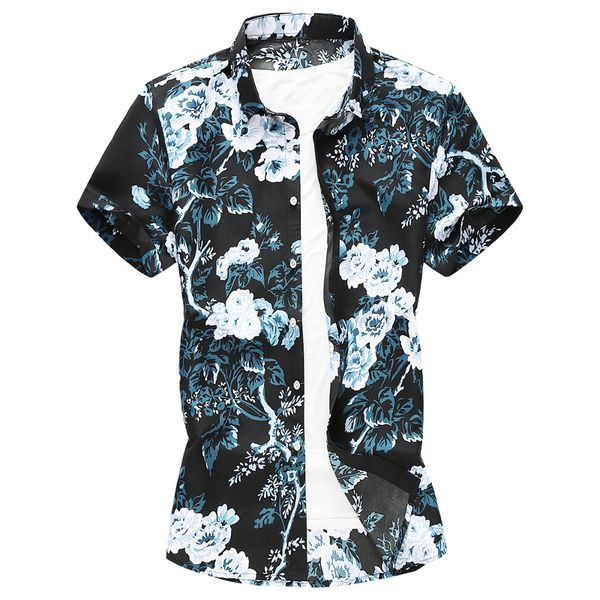 7 styles 2020 slim fit summer mens short sleeve casual shirt flower print floral male blouse, White;black
7 styles 2020 slim fit summer mens short sleeve casual shirt flower print floral male blouse, White;black