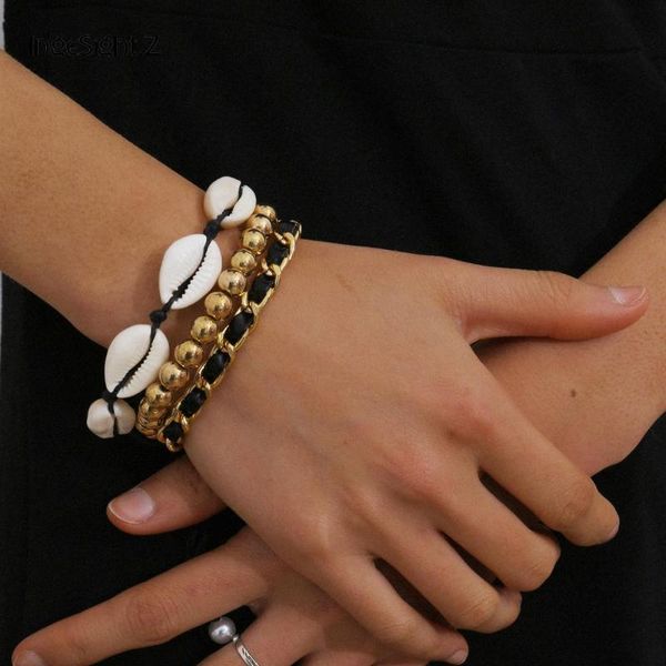 ingesight.z 3pcs/set boho natural sea shell round bead bracelet bangle pu leather thick curb cuban bracelets wrist chain jewelry, Golden;silver
ingesight.z 3pcs/set boho natural sea shell round bead bracelet bangle pu leather thick curb cuban bracelets wrist chain jewelry, Golden;silver