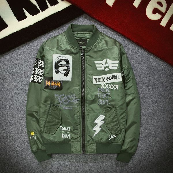 2019 new arrival men's spring summer thin ma-1 flight jackets fashion print rock&roll pilot casual bomber jacket zippers coat, Black;brown
2019 new arrival men's spring summer thin ma-1 flight jackets fashion print rock&roll pilot casual bomber jacket zippers coat, Black;brown