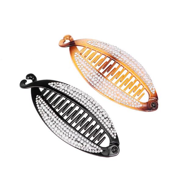 2pcs banana hair clip pearl crystal fashionable decorative hair claw ponytail clip for women, Golden;silver
2pcs banana hair clip pearl crystal fashionable decorative hair claw ponytail clip for women, Golden;silver