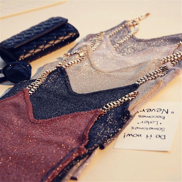 2020 women spring autumn chain shoulder strap tank female sleeveless v neck blouse ladies bright silk slim vest e326, White
2020 women spring autumn chain shoulder strap tank female sleeveless v neck blouse ladies bright silk slim vest e326, White