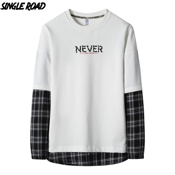 men's hoodies & sweatshirts singleroad oversized crewneck sweatshirt men plaid patchwork hip hop japanese streetwear white hoodie track, Black
men's hoodies & sweatshirts singleroad oversized crewneck sweatshirt men plaid patchwork hip hop japanese streetwear white hoodie track, Black