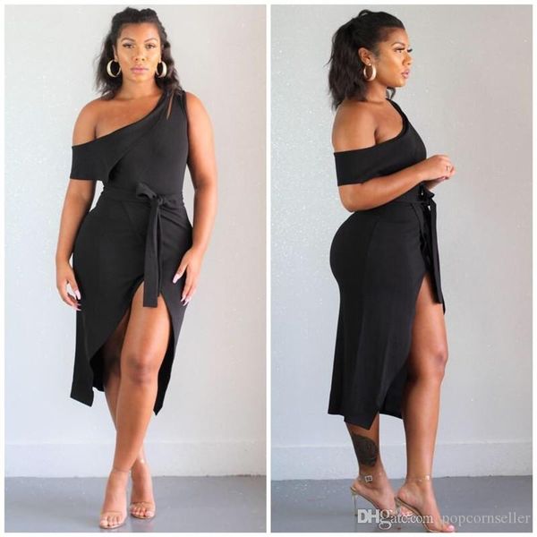 women designer dresses new european and american split diagonal collar solid color dresses fashion women apparel, White;black
women designer dresses new european and american split diagonal collar solid color dresses fashion women apparel, White;black