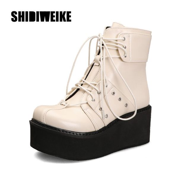 2020 plus size34-43 wedges platform boots woman round toe zip lace up autumn winter punk shoes women ankle boots j757, Black
2020 plus size34-43 wedges platform boots woman round toe zip lace up autumn winter punk shoes women ankle boots j757, Black