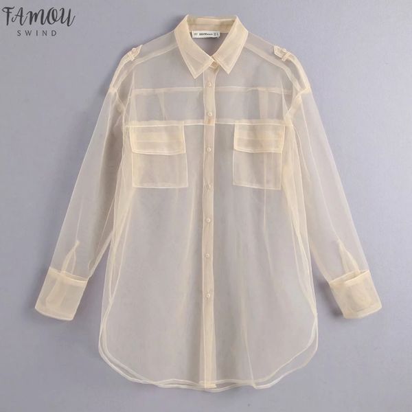 new women pocket decoration transparent mesh blouse long sleeve smock shirts leisure sunscreen chemise blusas ls3964, White
new women pocket decoration transparent mesh blouse long sleeve smock shirts leisure sunscreen chemise blusas ls3964, White