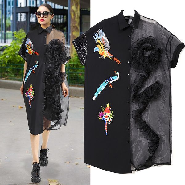 stunning women streetwear shirt dresses 2020 summer patchwork embroidery flowers charming party dress knee length fashion short sleeves, Black;gray
stunning women streetwear shirt dresses 2020 summer patchwork embroidery flowers charming party dress knee length fashion short sleeves, Black;gray