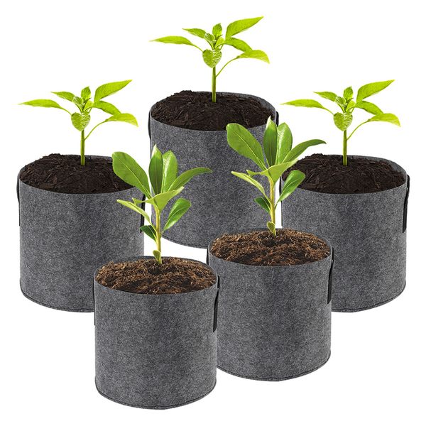 

1/2/3/5/7/10 gallon plant grow bags non-woven aeration fabric pots pouch root container breathable degradable self-absorbent pots vt0511