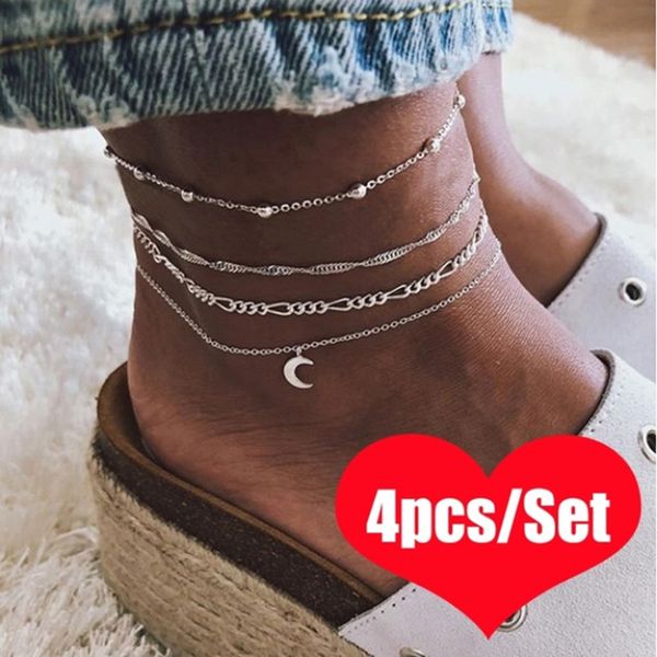 4pcs silver color ankle bracelet moon tassel anklets for women bohemian summer beach jewelry multilayer anklet beaded leg chain, Red;blue
4pcs silver color ankle bracelet moon tassel anklets for women bohemian summer beach jewelry multilayer anklet beaded leg chain, Red;blue