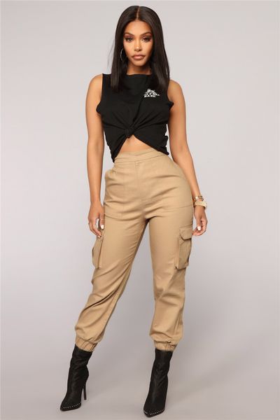 women high waist cargo pants designer womens harem pants fashion multi pockets solid color street style loose pants, Black;white
women high waist cargo pants designer womens harem pants fashion multi pockets solid color street style loose pants, Black;white