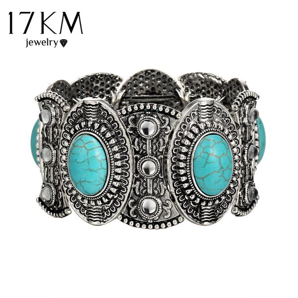 17km retro pattern ancient silver oval big stone bangles for women bohemian statement stretch bracelet fashion jewelry gift, Black
17km retro pattern ancient silver oval big stone bangles for women bohemian statement stretch bracelet fashion jewelry gift, Black