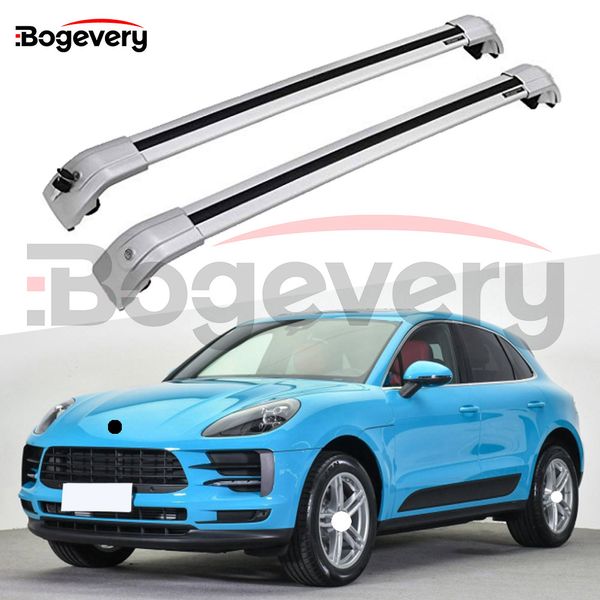

new silver baggage crossbar cross bars roof racks rail fit for porsche macan s turbo 2014 2015 2016 2017 2018 roof rack lockabe