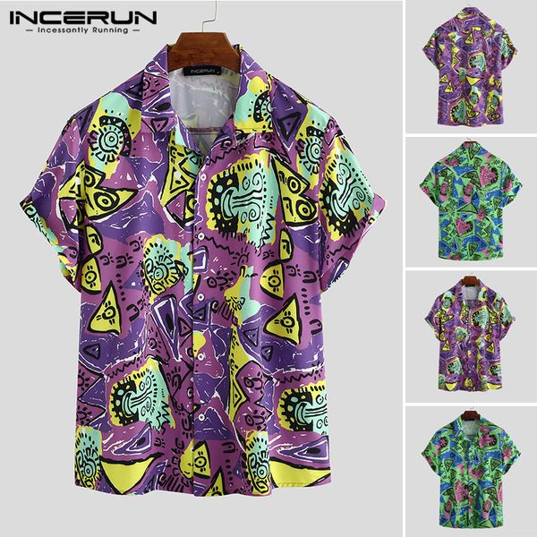 men printed shirts short sleeve turn down collar shirt men casual button floral blouse fashion streetwear incerun, White;black
men printed shirts short sleeve turn down collar shirt men casual button floral blouse fashion streetwear incerun, White;black