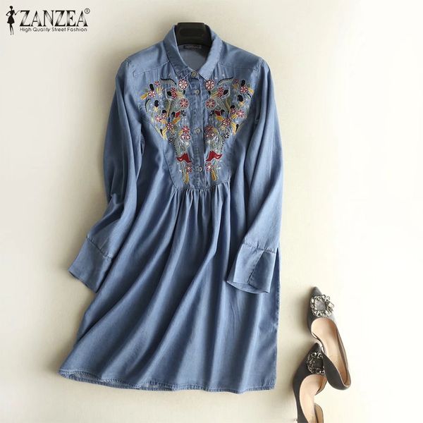zanzea vintage floral embrodery blouse women lapel neck long sleeve long denim shirts loose plus size blusas femininas, White
zanzea vintage floral embrodery blouse women lapel neck long sleeve long denim shirts loose plus size blusas femininas, White