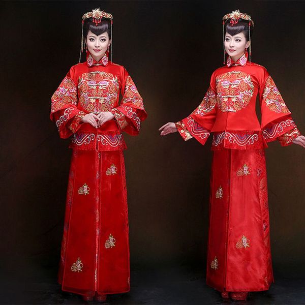 chinese women style qipao oriental stage show clothing flower embroidery satin cheongsam exquisite marriage dress suit s-3xl, Red
chinese women style qipao oriental stage show clothing flower embroidery satin cheongsam exquisite marriage dress suit s-3xl, Red