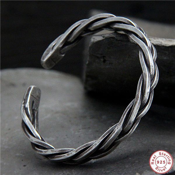 s925 sterling silver chiang mai handmade retro thai silver vintage style twist rope male and female open ended bangle gift, Black
s925 sterling silver chiang mai handmade retro thai silver vintage style twist rope male and female open ended bangle gift, Black