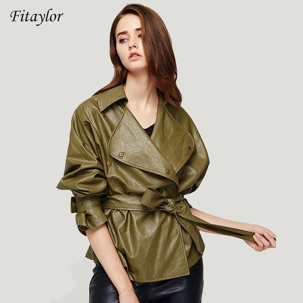 fitaylor spring new women's loose washed pu leather jacket fashion sashes design bright colors coats new ladies basic jackets, Black
fitaylor spring new women's loose washed pu leather jacket fashion sashes design bright colors coats new ladies basic jackets, Black