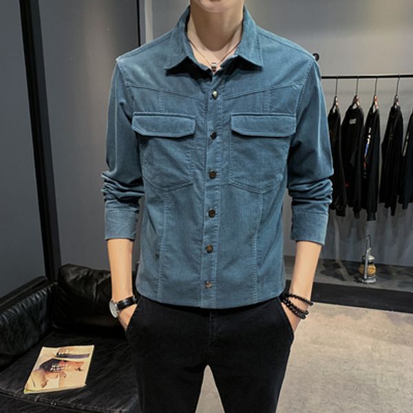 2019 autumn and winter new corduroy long-sleeved shirt men's autumn new japanese trend pockets tide brand casual loose men's shirt, White;black
2019 autumn and winter new corduroy long-sleeved shirt men's autumn new japanese trend pockets tide brand casual loose men's shirt, White;black