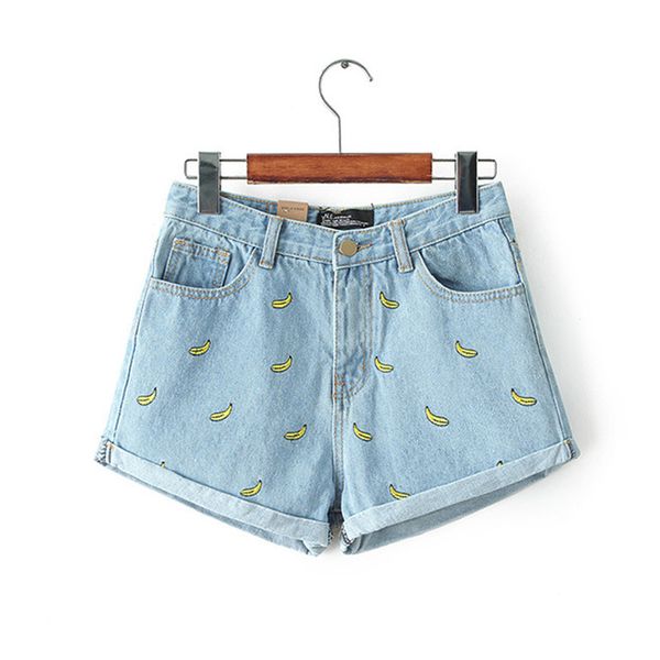 korean version of the summer and banana flower embroidery cotton curling plus size casual female waist denim shorts, White;black
korean version of the summer and banana flower embroidery cotton curling plus size casual female waist denim shorts, White;black