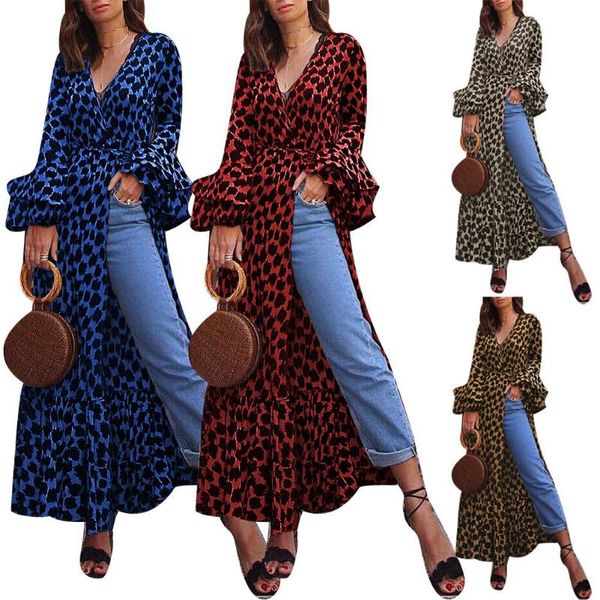 women autumn leopard print floral print boho long chiffon dress ruffles wrap v neck long sleeve side slit large swing maxi dress, Black;gray
women autumn leopard print floral print boho long chiffon dress ruffles wrap v neck long sleeve side slit large swing maxi dress, Black;gray