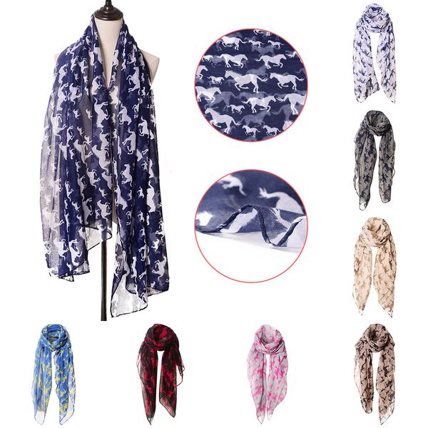 casual horse print scarf fashion farm animal print lady women wrap neck shawl soft stole #25