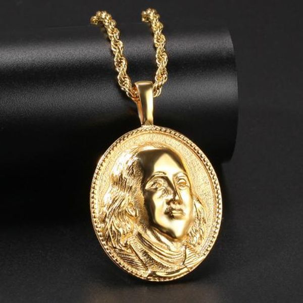 new fashion gold plated stainless steel franklin portrait oval pendant mens necklace masculina bijoux hip hop rapper jewelry gifts for men, Silver
new fashion gold plated stainless steel franklin portrait oval pendant mens necklace masculina bijoux hip hop rapper jewelry gifts for men, Silver