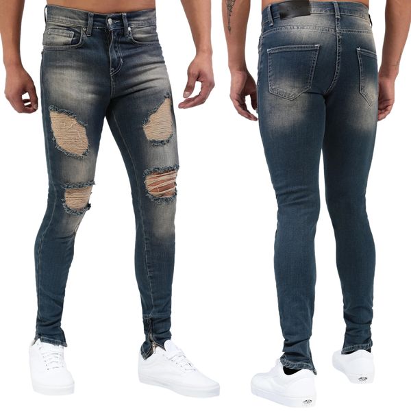 men's jeans mens high street destroyed with holes fashion streetwear ripped denim pants torn distressed jean trousers, Blue
men's jeans mens high street destroyed with holes fashion streetwear ripped denim pants torn distressed jean trousers, Blue