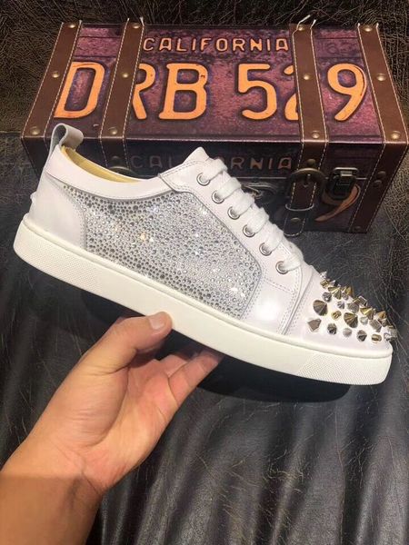 men fashion casual designer shoes genuine leather 100% real p white leather crystal strass spikes low shoes brand new, Black
men fashion casual designer shoes genuine leather 100% real p white leather crystal strass spikes low shoes brand new, Black