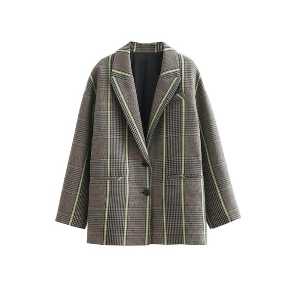 wt904 european design color block plaid print slim blazer women casual match all blazers outwear, White;black
wt904 european design color block plaid print slim blazer women casual match all blazers outwear, White;black