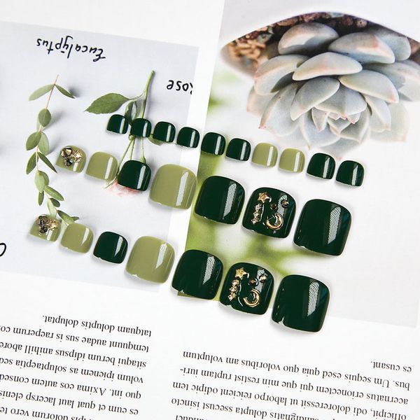 24pcs/set avocado green rivets decor false toe nails with glue summer style short toe fake nails full cover acrylic feet patch, Red;gold
24pcs/set avocado green rivets decor false toe nails with glue summer style short toe fake nails full cover acrylic feet patch, Red;gold