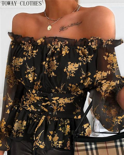 women's blouses & shirts off shoulder floral print lace-up front ruffles casual blouse plus size spring and, White
women's blouses & shirts off shoulder floral print lace-up front ruffles casual blouse plus size spring and, White