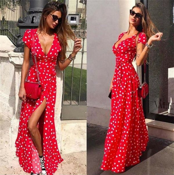 boho beach sumemr women polka dot short sleeve ladies dresses elegant v neck high waist tunic split sundress evening party dress, Black;gray
boho beach sumemr women polka dot short sleeve ladies dresses elegant v neck high waist tunic split sundress evening party dress, Black;gray