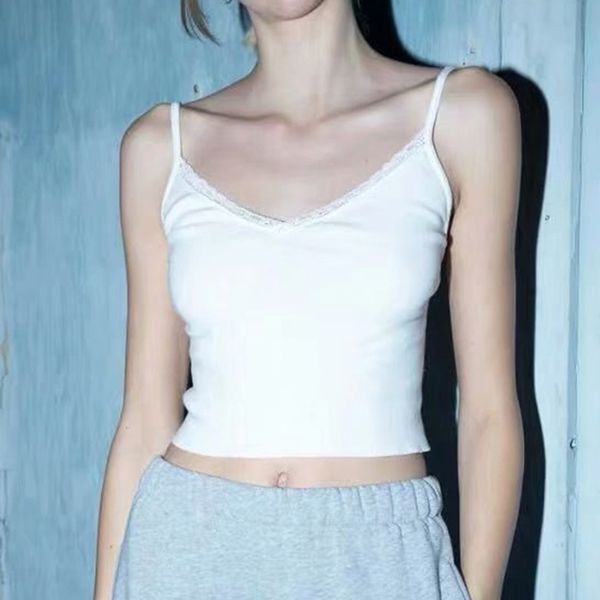 women's tanks & camis 2021 summer fashion women v-neck lightweight ribbed cotton with spaghetti straps and lace trimming, White
women's tanks & camis 2021 summer fashion women v-neck lightweight ribbed cotton with spaghetti straps and lace trimming, White